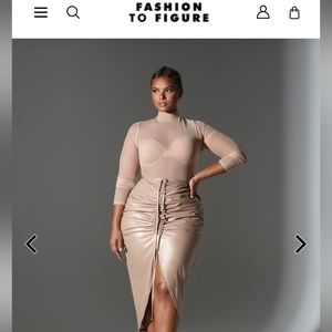 Miranda Ruched Faux Leather Skirt nude